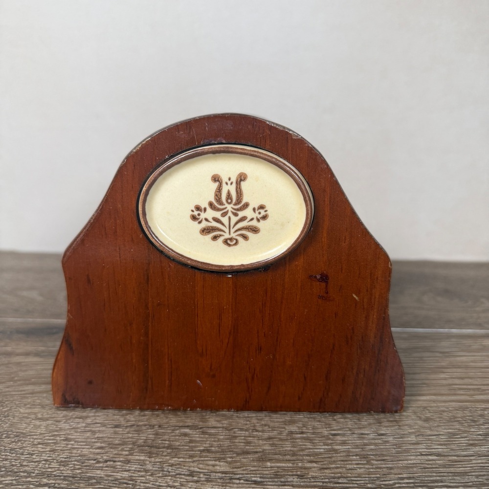 Vintage Pfaltzgraff Village Wooden Napkin Holder Ceramic Floral Medallion